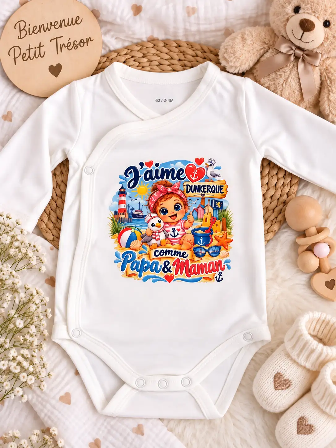 Body Bébé j'aime Dunkerque comme